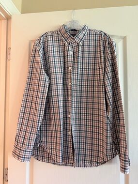 J. Crew Men’s Plaid Button-Down Shirt - Blue, White & Tan